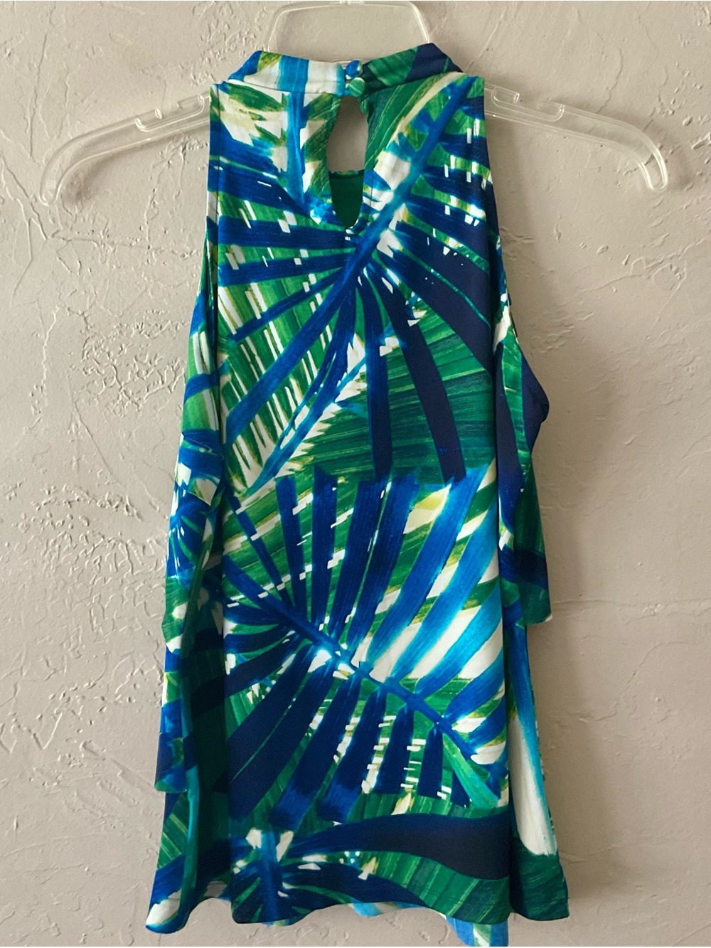 Worthington Blue Green Abstract Halter Ruffle Top - Picture 4 of 6